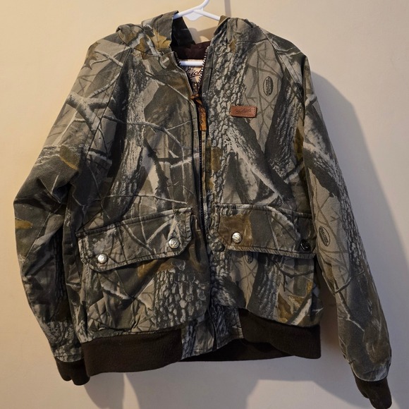 Woolrich Other - Woolrich Camo Hooded Jacket Youth 10 Green RealTree Hardwoods Hunting Workwear